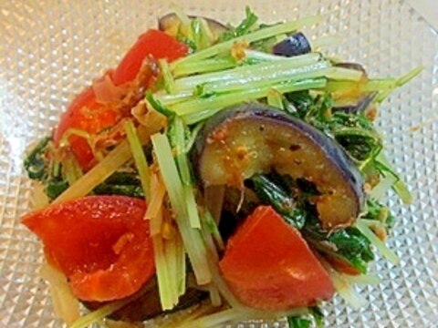 夏にぴったり！トマトと水菜サラダ